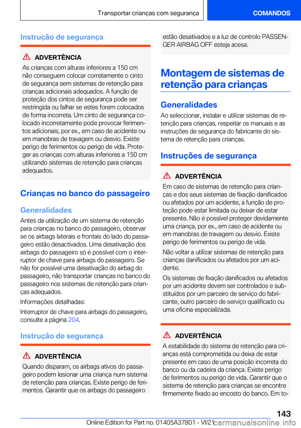 BMW X3 M 2022  Manual do condutor (in Portuguese) �I�n�s�t�r�u�