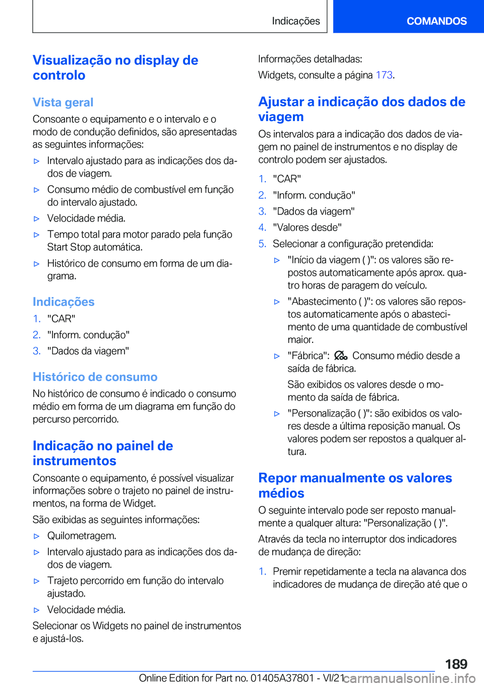 BMW X3 M 2022  Manual do condutor (in Portuguese) �V�i�s�u�a�l�i�z�a�