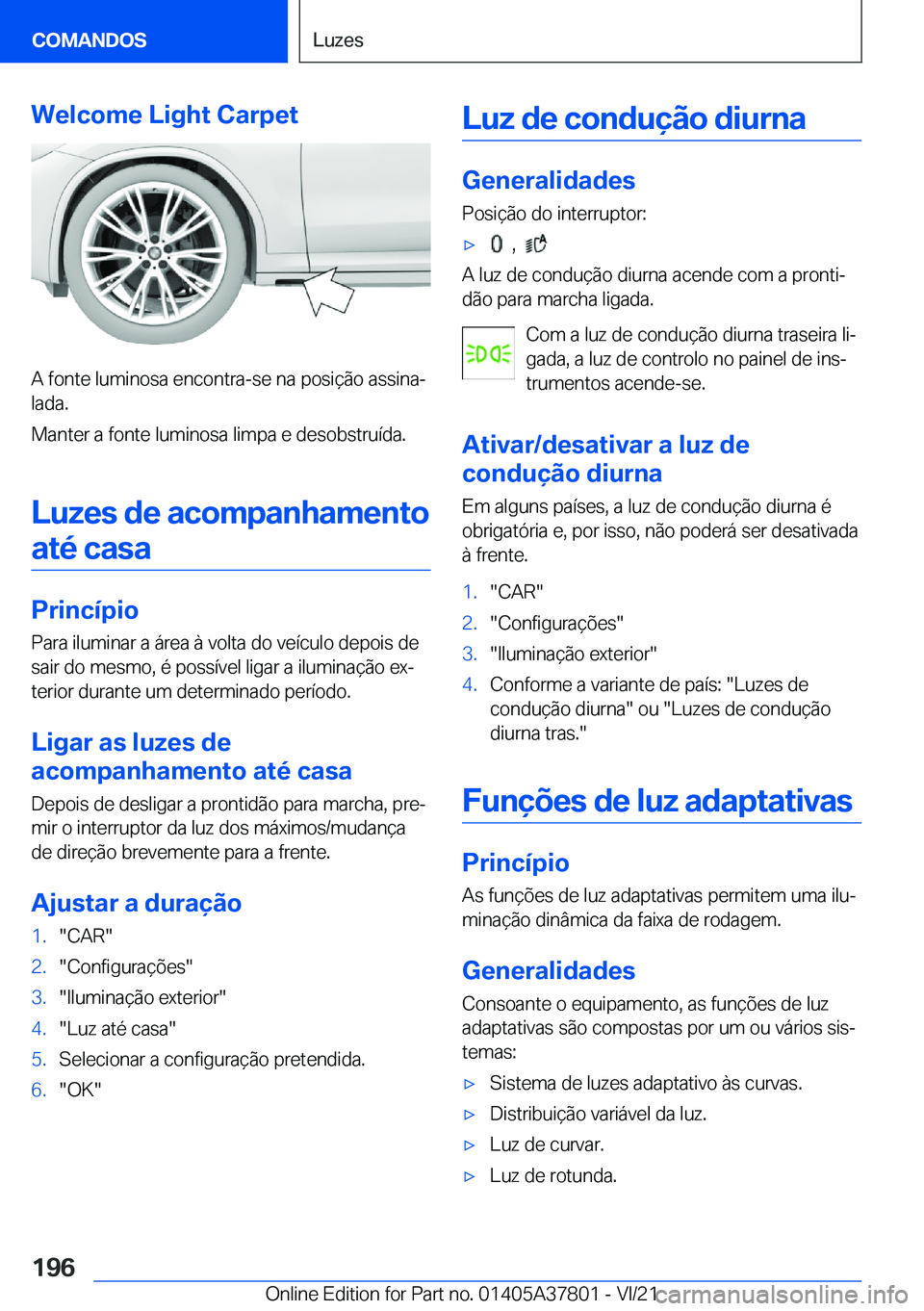 BMW X3 M 2022  Manual do condutor (in Portuguese) �W�e�l�c�o�m�e��L�i�g�h�t��C�a�r�p�e�t
�A��f�o�n�t�e��l�u�m�i�n�o�s�a��e�n�c�o�n�t�r�a�-�s�e��n�a��p�o�s�i�