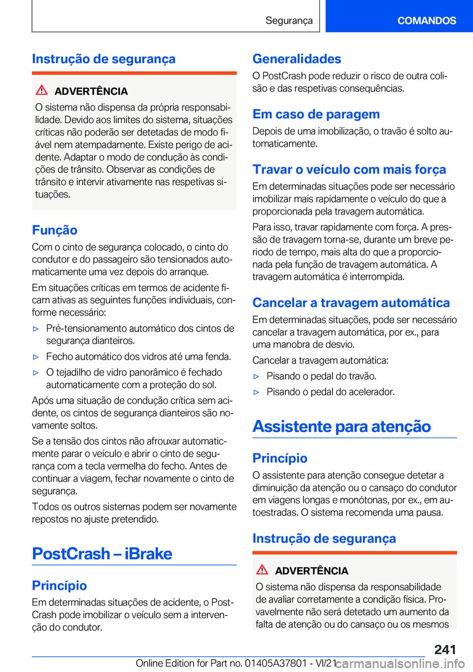 BMW X3 M 2022  Manual do condutor (in Portuguese) �I�n�s�t�r�u�