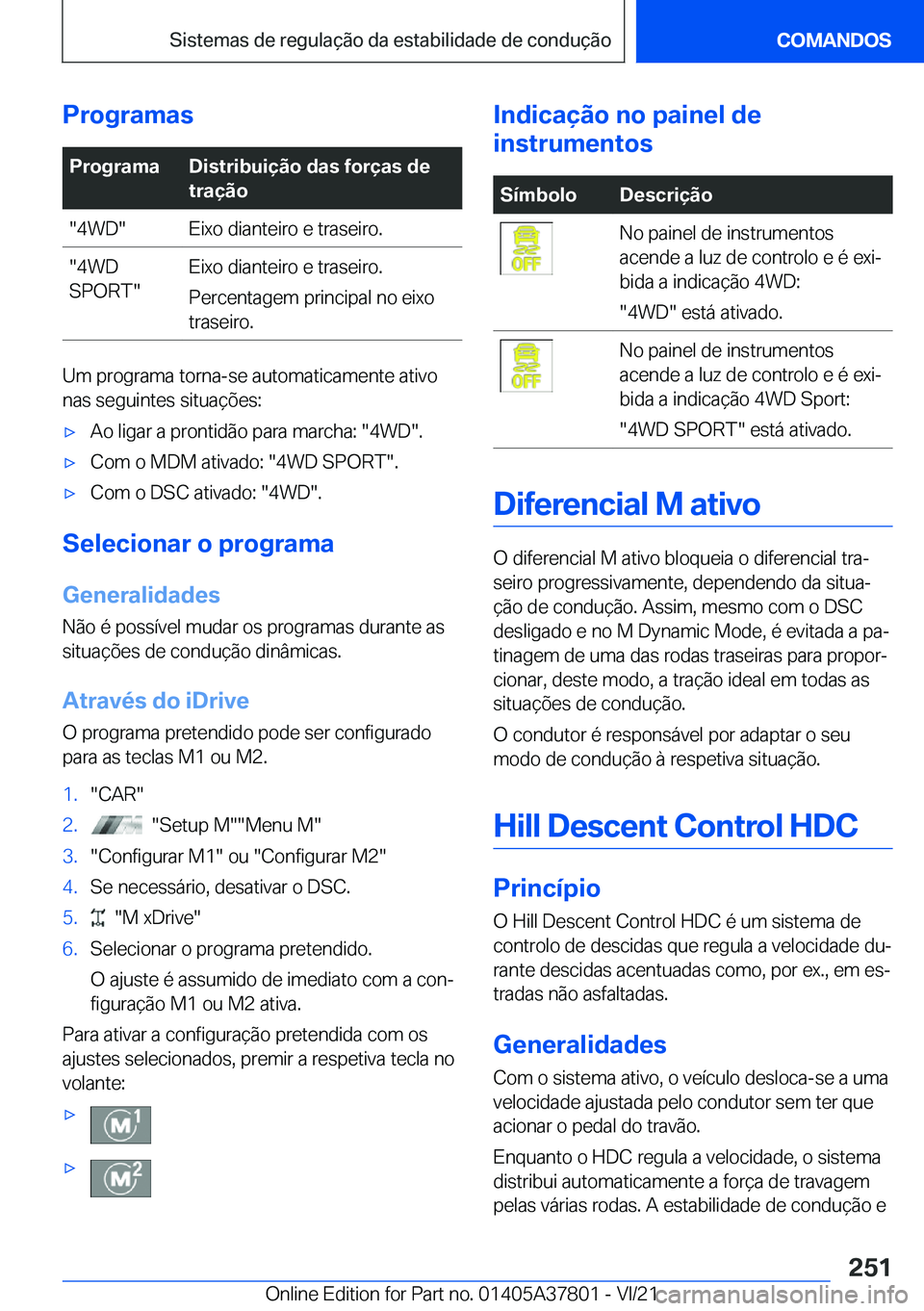 BMW X3 M 2022  Manual do condutor (in Portuguese) �P�r�o�g�r�a�m�a�s�P�r�o�g�r�a�m�a�D�i�s�t�r�i�b�u�i�