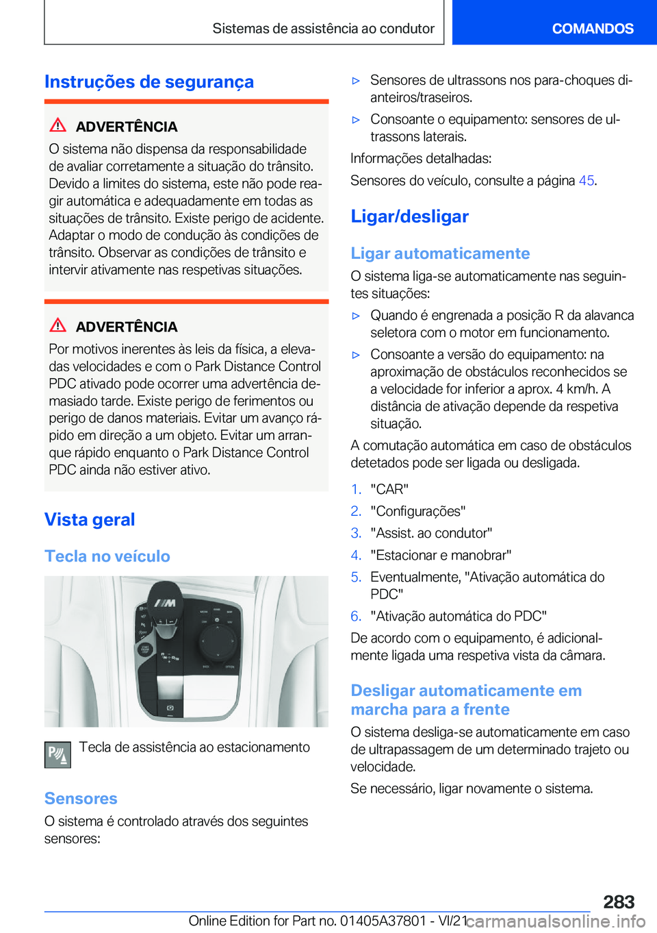 BMW X3 M 2022  Manual do condutor (in Portuguese) �I�n�s�t�r�u�