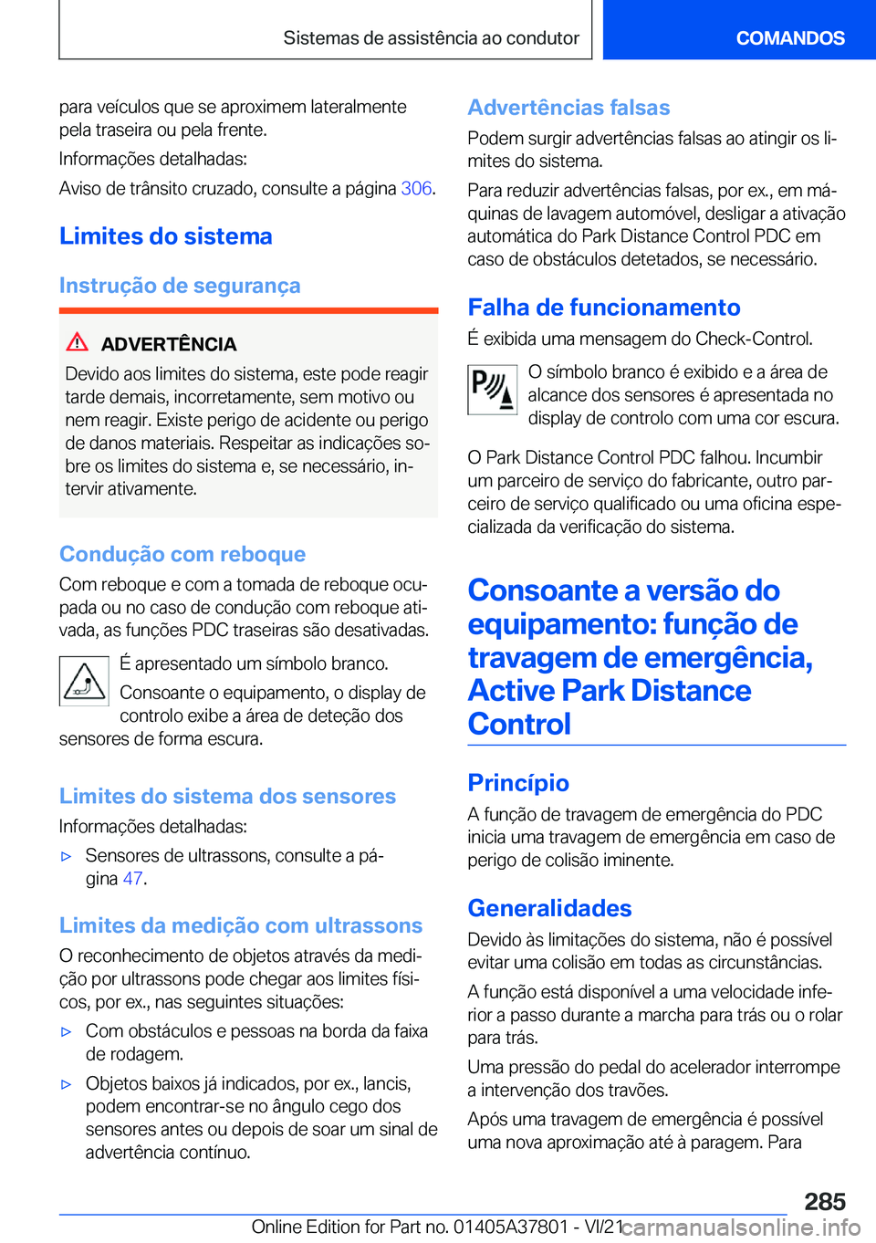 BMW X3 M 2022  Manual do condutor (in Portuguese) �p�a�r�a��v�e�