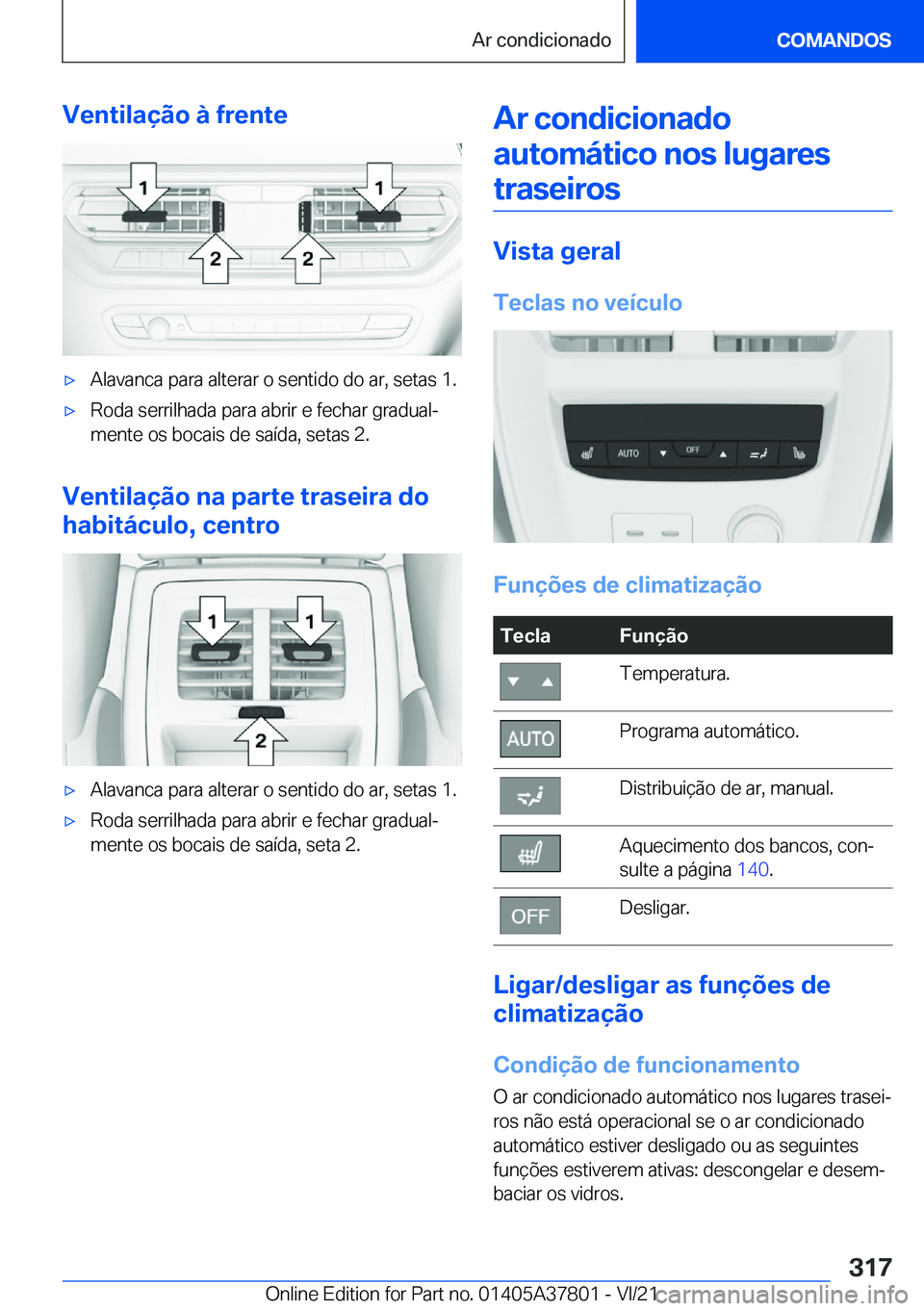 BMW X3 M 2022  Manual do condutor (in Portuguese) �V�e�n�t�i�l�a�