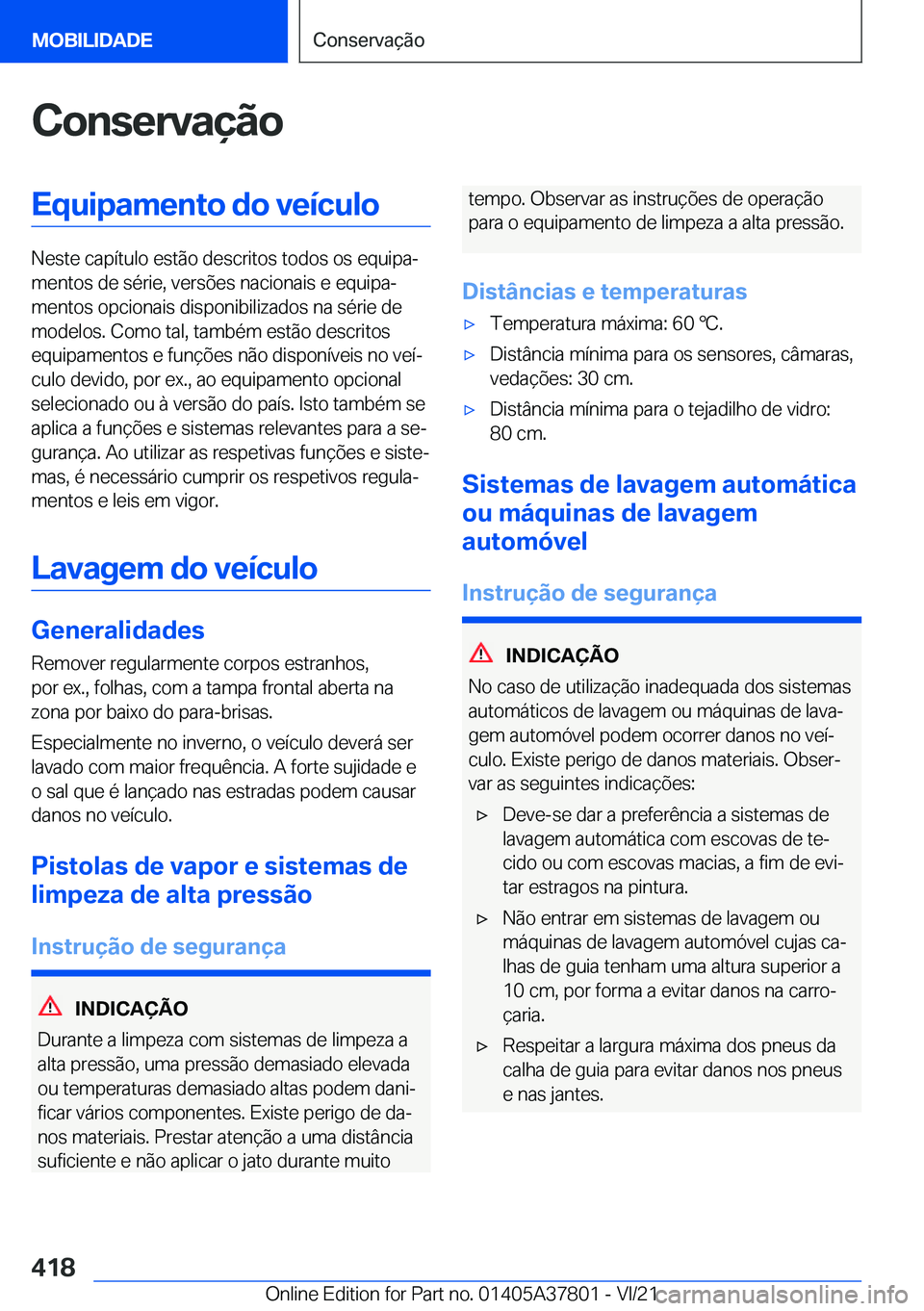 BMW X3 M 2022  Manual do condutor (in Portuguese) �C�o�n�s�e�r�v�a�