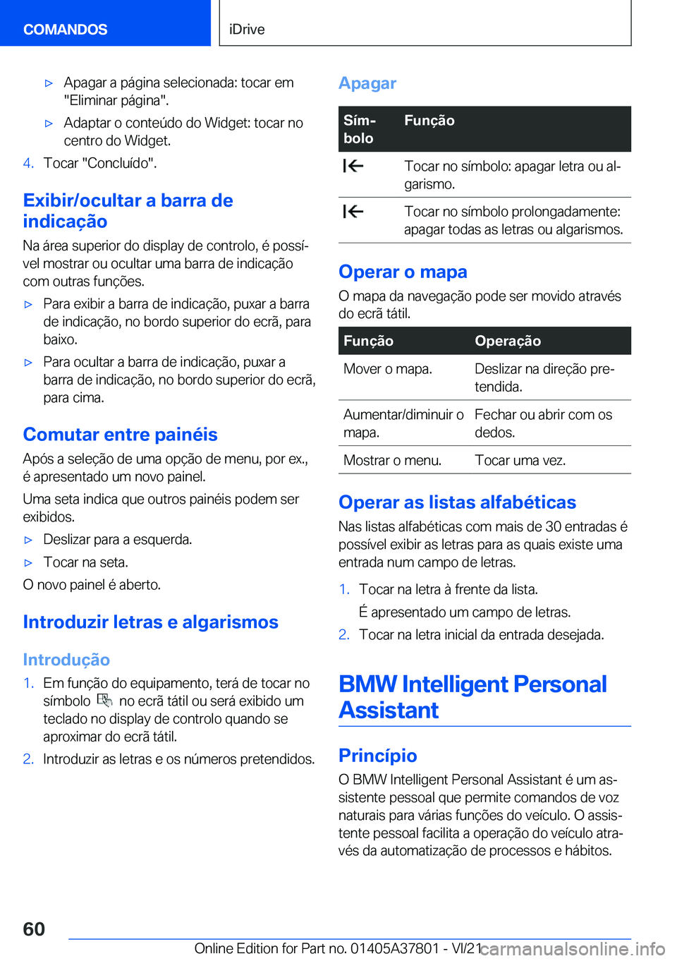 BMW X3 M 2022  Manual do condutor (in Portuguese) 'x�A�p�a�g�a�r��a��p�á�g�i�n�a��s�e�l�e�c�i�o�n�a�d�a�:��t�o�c�a�r��e�m
��E�l�i�m�i�n�a�r��p�á�g�i�n�a��.'x�A�d�a�p�t�a�r��o��c�o�n�t�e�