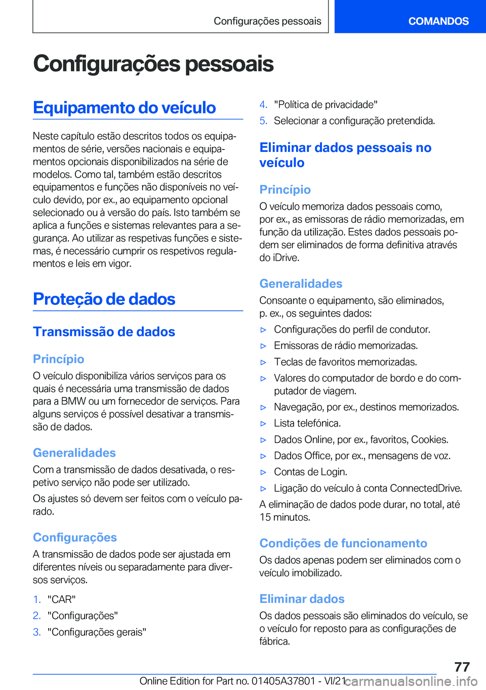BMW X3 M 2022  Manual do condutor (in Portuguese) �C�o�n�f�i�g�u�r�a�