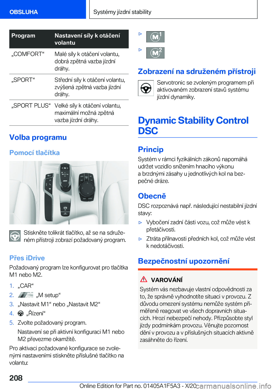 BMW X3 M 2021  Návod na použití (in Czech) �P�r�o�g�r�a�m�N�a�s�t�a�v�e�n�