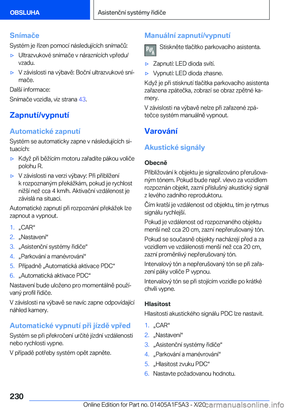 BMW X3 M 2021  Návod na použití (in Czech) �S�n�