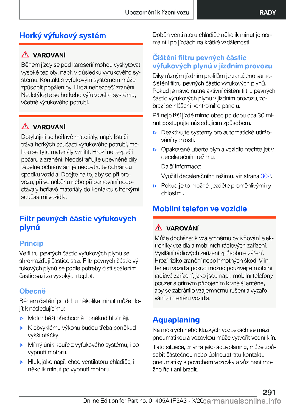 BMW X3 M 2021  Návod na použití (in Czech) �H�o�r�k�