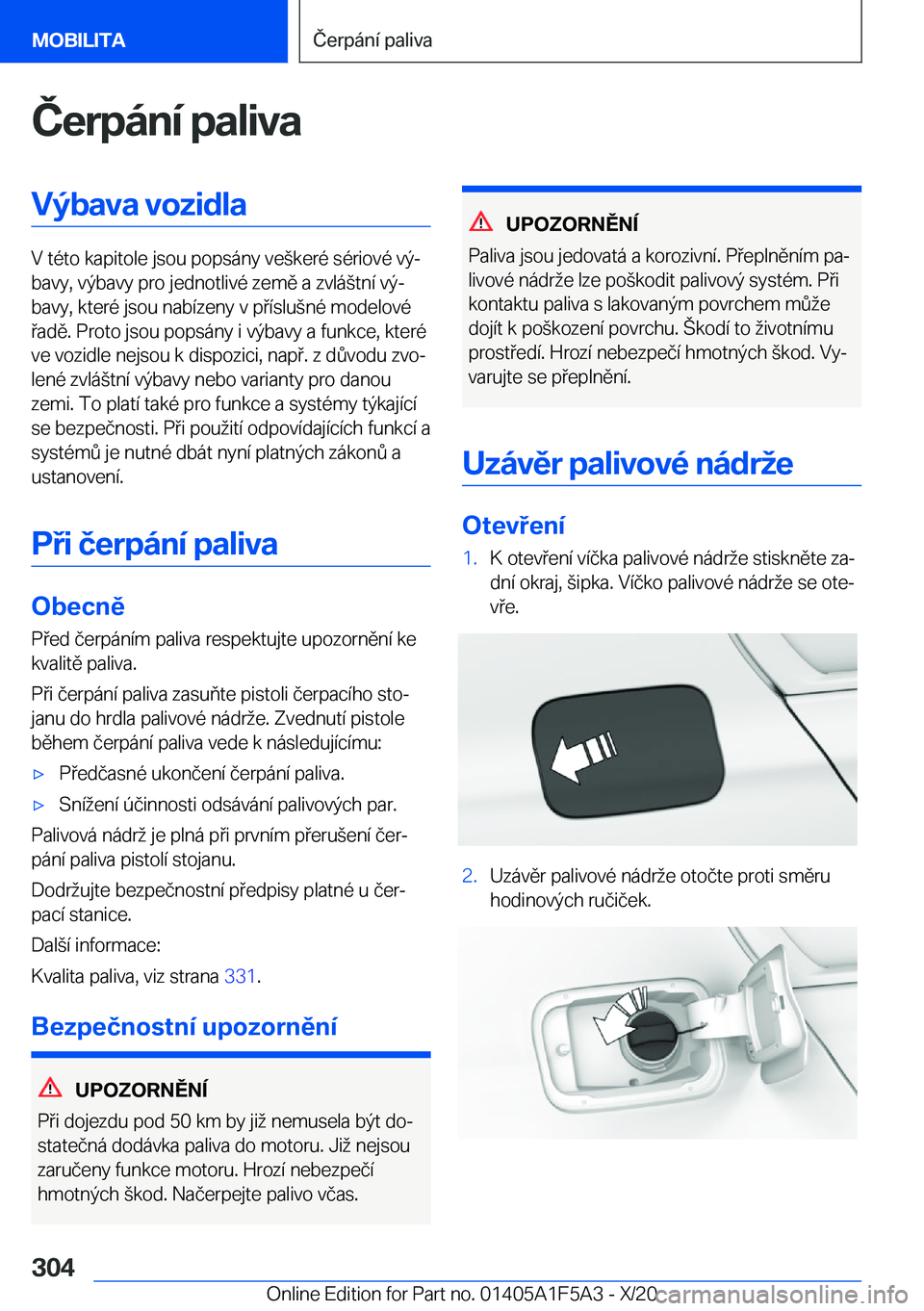 BMW X3 M 2021  Návod na použití (in Czech) �Č�e�r�p�