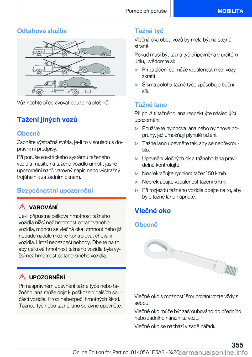 BMW X3 M 2021  Návod na použití (in Czech) �O�d�t�a�h�o�v�
