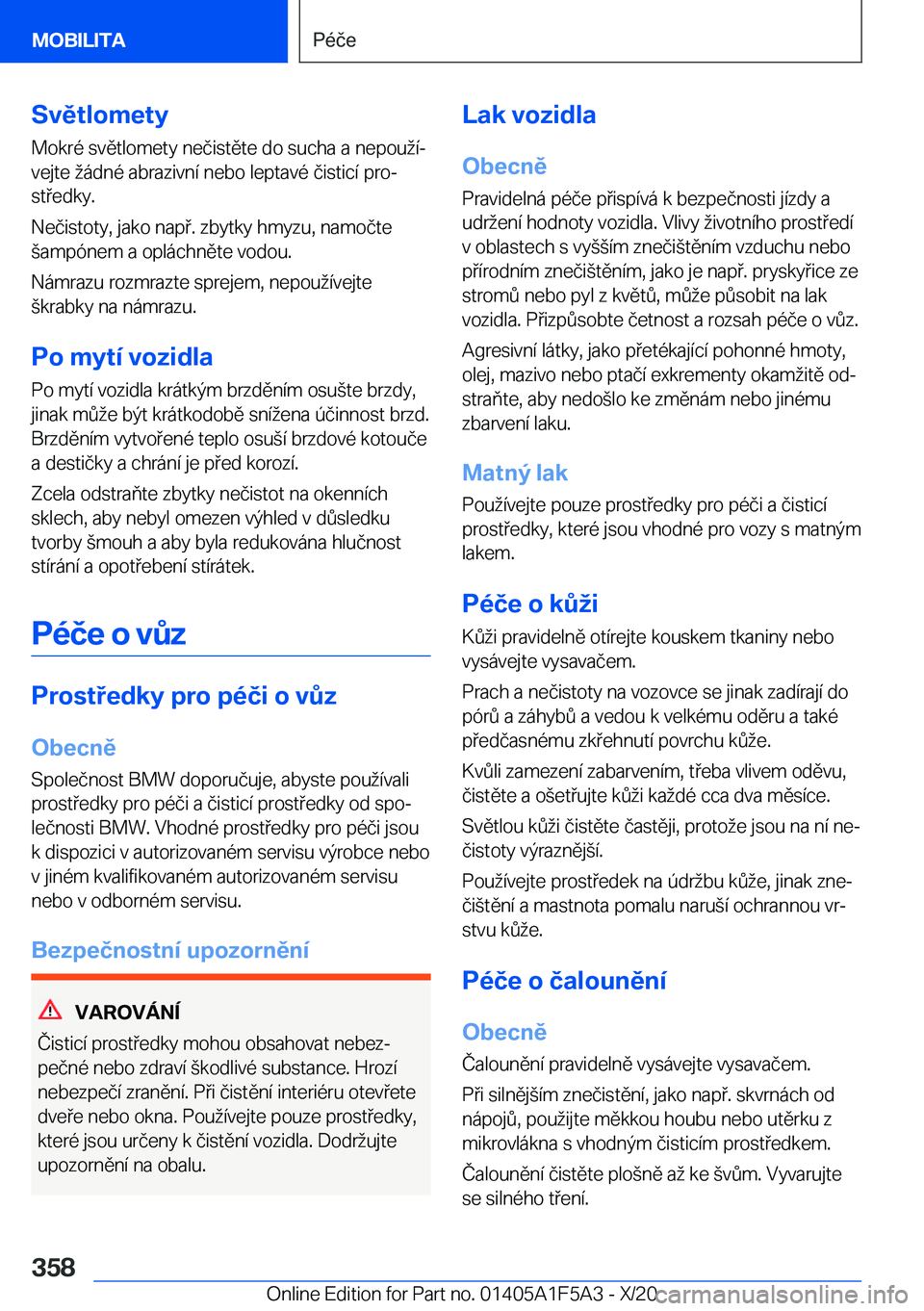 BMW X3 M 2021  Návod na použití (in Czech) �S�v�ě�t�l�o�m�e�t�y�M�o�k�r�