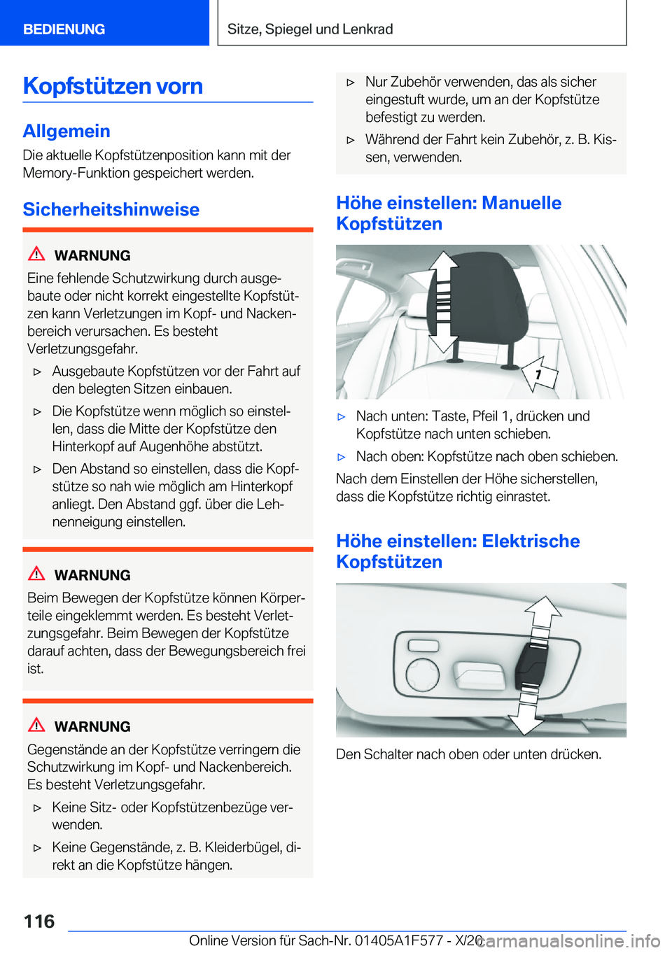 BMW X3 M 2021  Betriebsanleitungen (in German) �K�o�p�f�s�t�