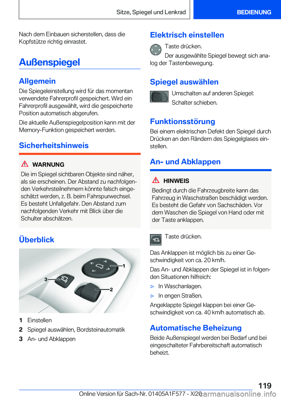 BMW X3 M 2021  Betriebsanleitungen (in German) �N�a�c�h��d�e�m��E�i�n�b�a�u�e�n��s�i�c�h�e�r�s�t�e�l�l�e�n�,��d�a�s�s��d�i�e
�K�o�p�f�s�t�