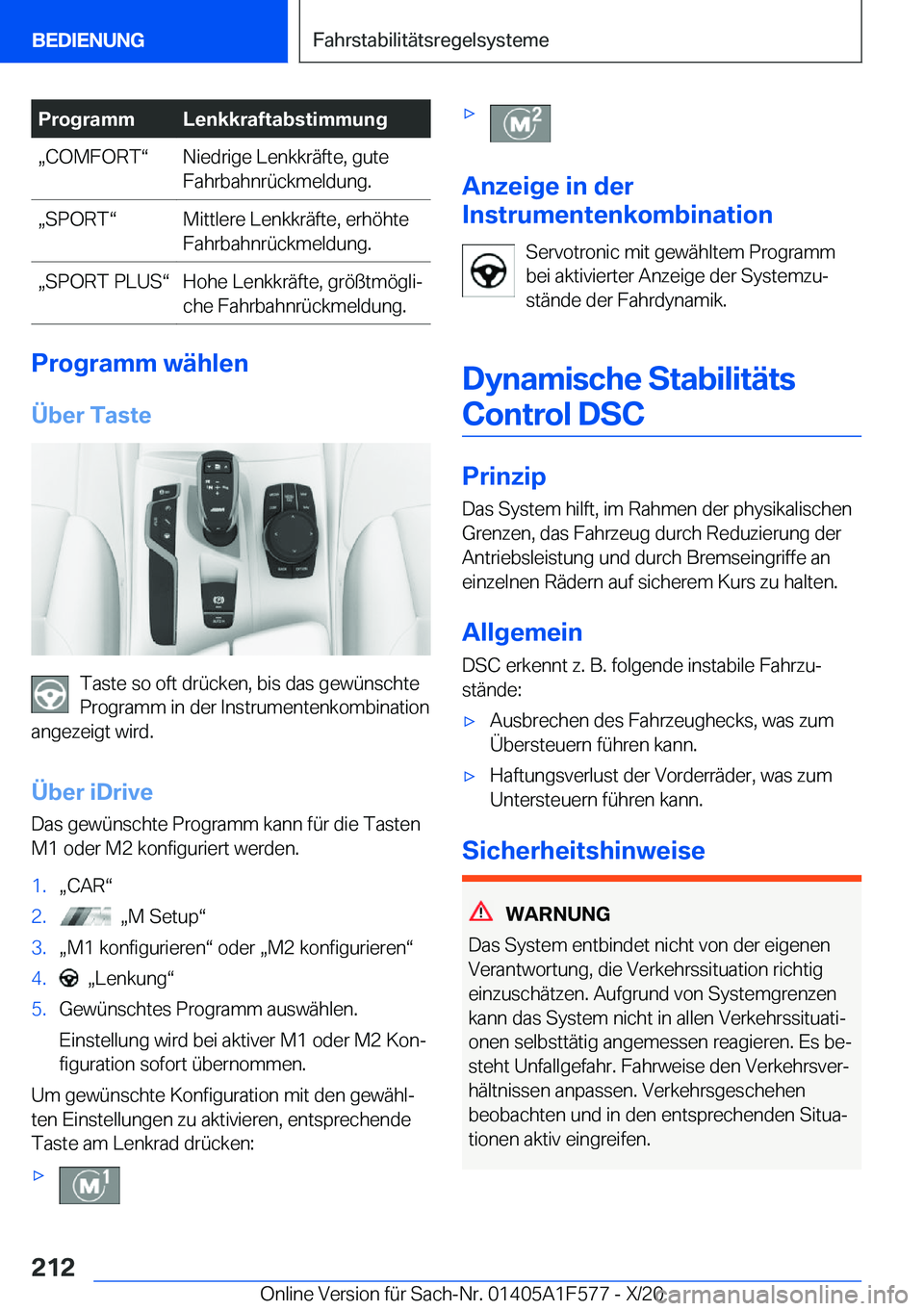 BMW X3 M 2021  Betriebsanleitungen (in German) �P�r�o�g�r�a�m�m�L�e�n�k�k�r�a�f�t�a�b�s�t�i�m�m�u�n�gx�C�O�M�F�O�R�Tv�N�i�e�d�r�i�g�e��L�e�n�k�k�r�