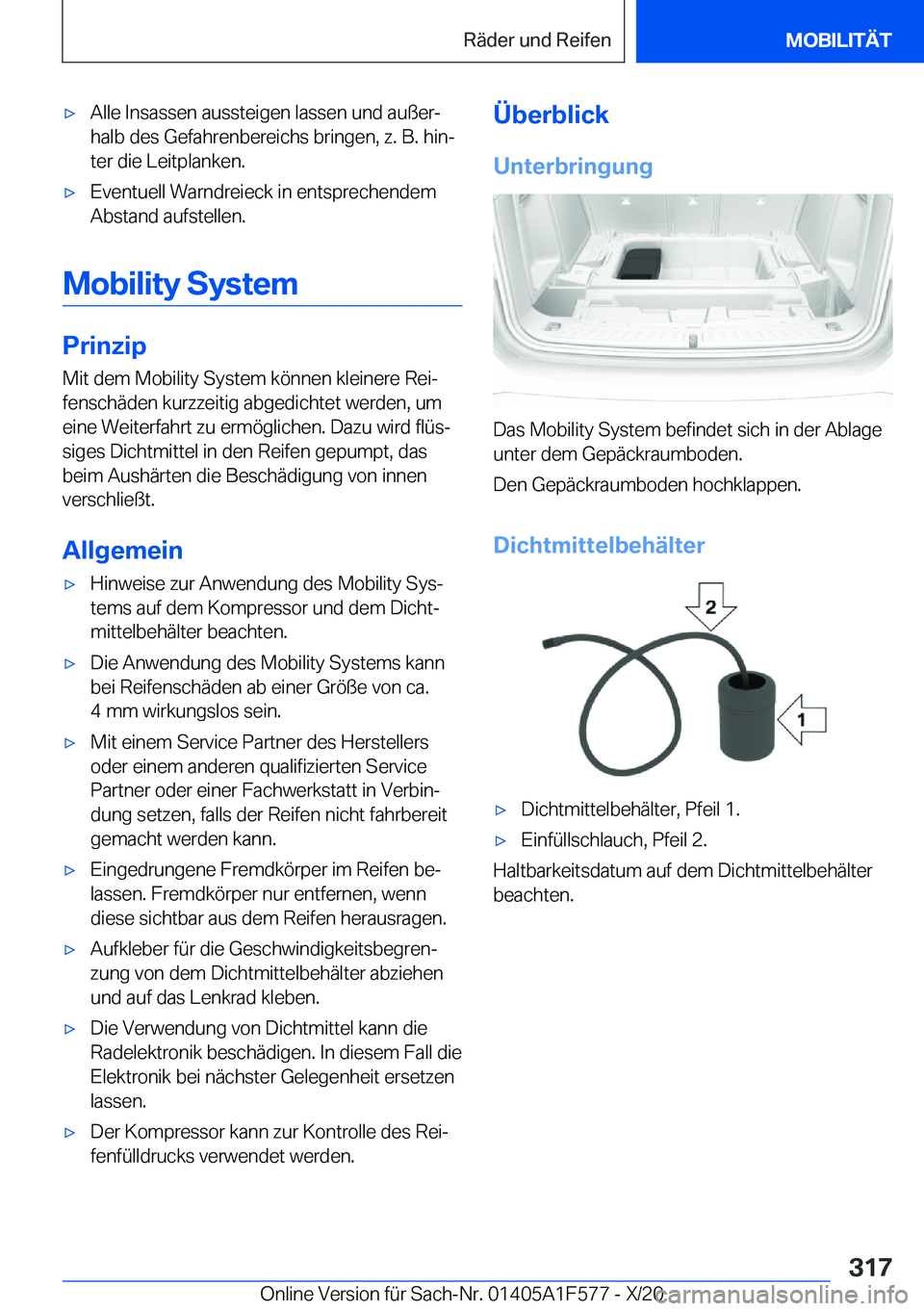 BMW X3 M 2021  Betriebsanleitungen (in German) 'x�A�l�l�e��I�n�s�a�s�s�e�n��a�u�s�s�t�e�i�g�e�n��l�a�s�s�e�n��u�n�d��a�u�