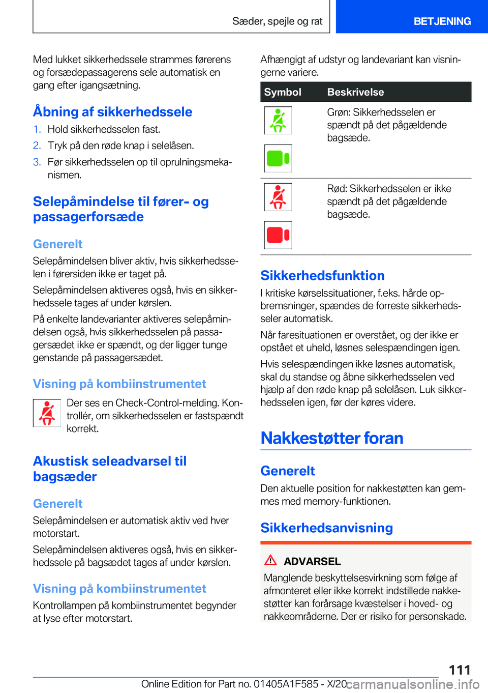 BMW X3 M 2021  InstruktionsbØger (in Danish) �M�e�d��l�u�k�k�e�t��s�i�k�k�e�r�h�e�d�s�s�e�l�e��s�t�r�a�m�m�e�s��f�