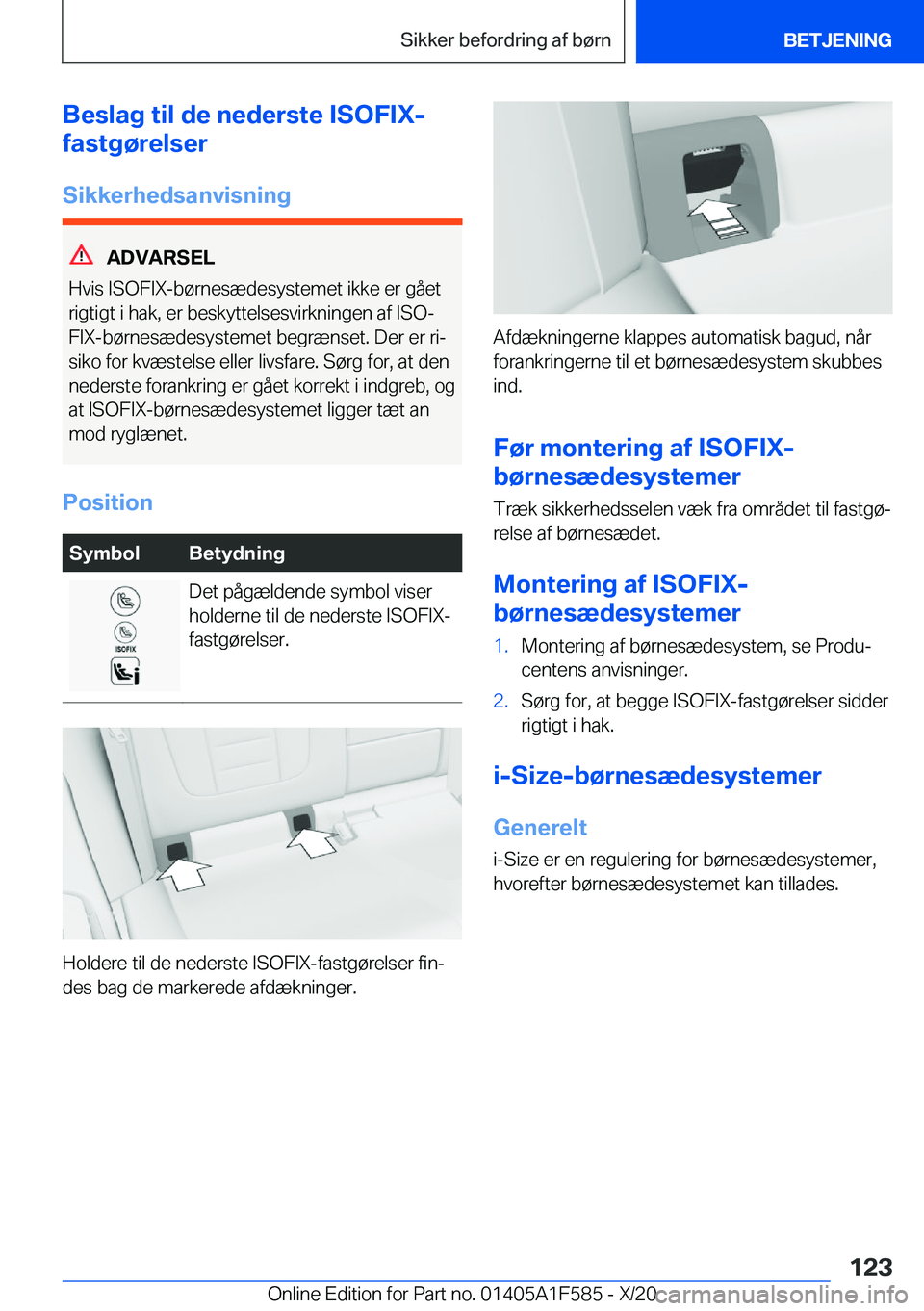 BMW X3 M 2021  InstruktionsbØger (in Danish) �B�e�s�l�a�g��t�i�l��d�e��n�e�d�e�r�s�t�e��I�S�O�F�I�X�-
�f�a�s�t�g�