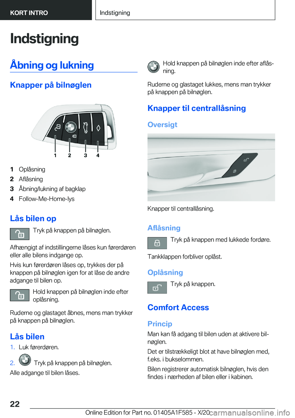 BMW X3 M 2021  InstruktionsbØger (in Danish) �I�n�d�s�t�i�g�n�i�n�g�Å�b�n�i�n�g��o�g��l�u�k�n�i�n�g
�K�n�a�p�p�e�r��p�å��b�i�l�n�