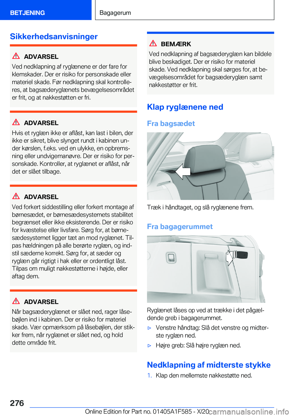 BMW X3 M 2021  InstruktionsbØger (in Danish) �S�i�k�k�e�r�h�e�d�s�a�n�v�i�s�n�i�n�g�e�r
�A�D�V�A�R�S�E�L
�V�e�d��n�e�d�k�l�a�p�n�i�n�g��a�f��r�y�g�l�æ�n�e�n�e��e�r��d�e�r��f�a�r�e��f�o�r �k�l�e�m�s�k�a�d�e�r�.��D�e�r��e�r��r�i�s�i�k�o