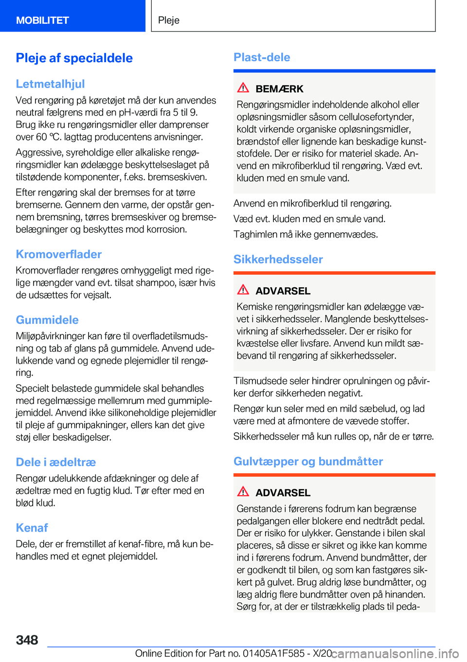 BMW X3 M 2021  InstruktionsbØger (in Danish) �P�l�e�j�e��a�f��s�p�e�c�i�a�l�d�e�l�e
�L�e�t�m�e�t�a�l�h�j�u�l �V�e�d��r�e�n�g�