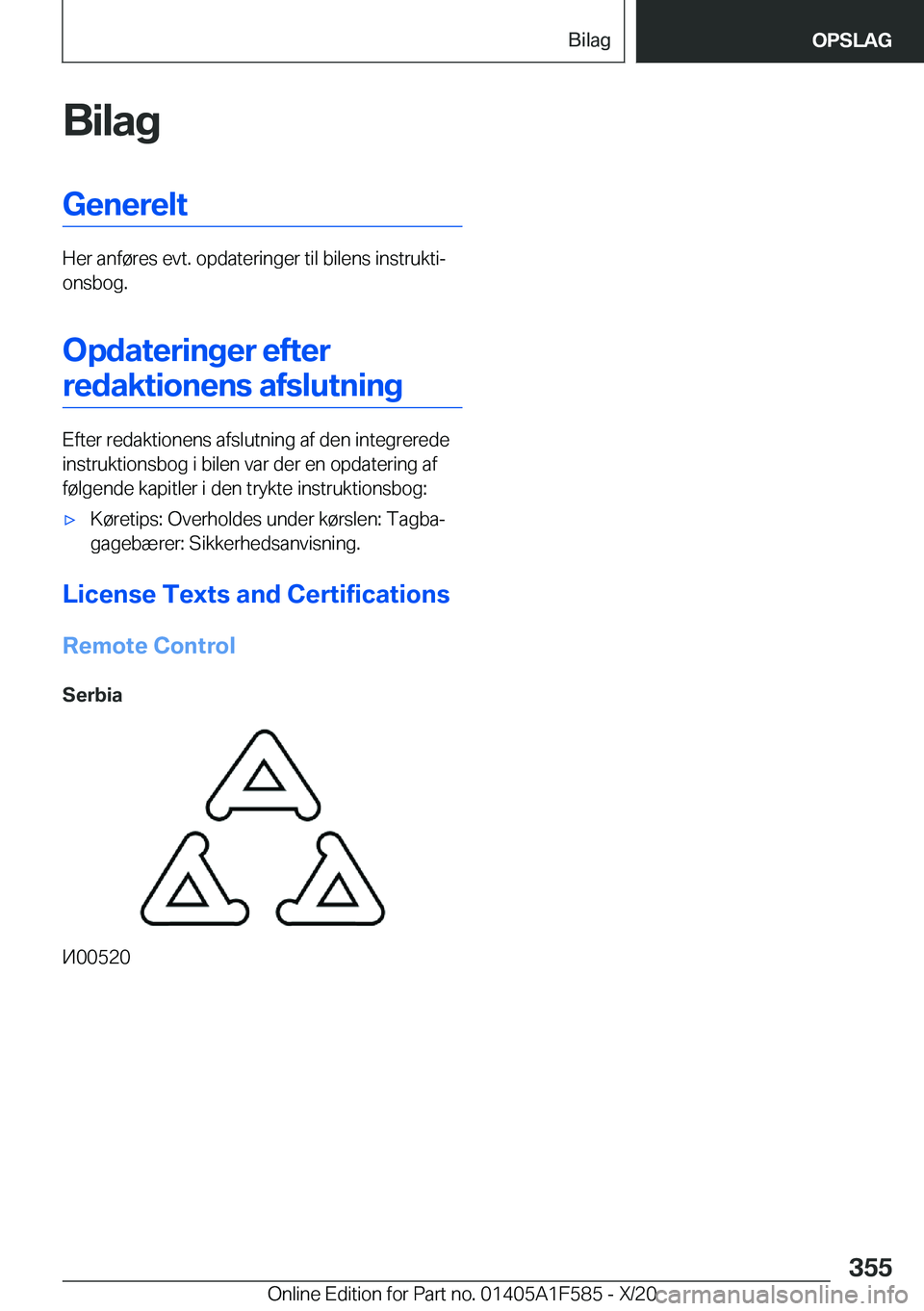 BMW X3 M 2021  InstruktionsbØger (in Danish) �B�i�l�a�g�G�e�n�e�r�e�l�t
�H�e�r��a�n�f�