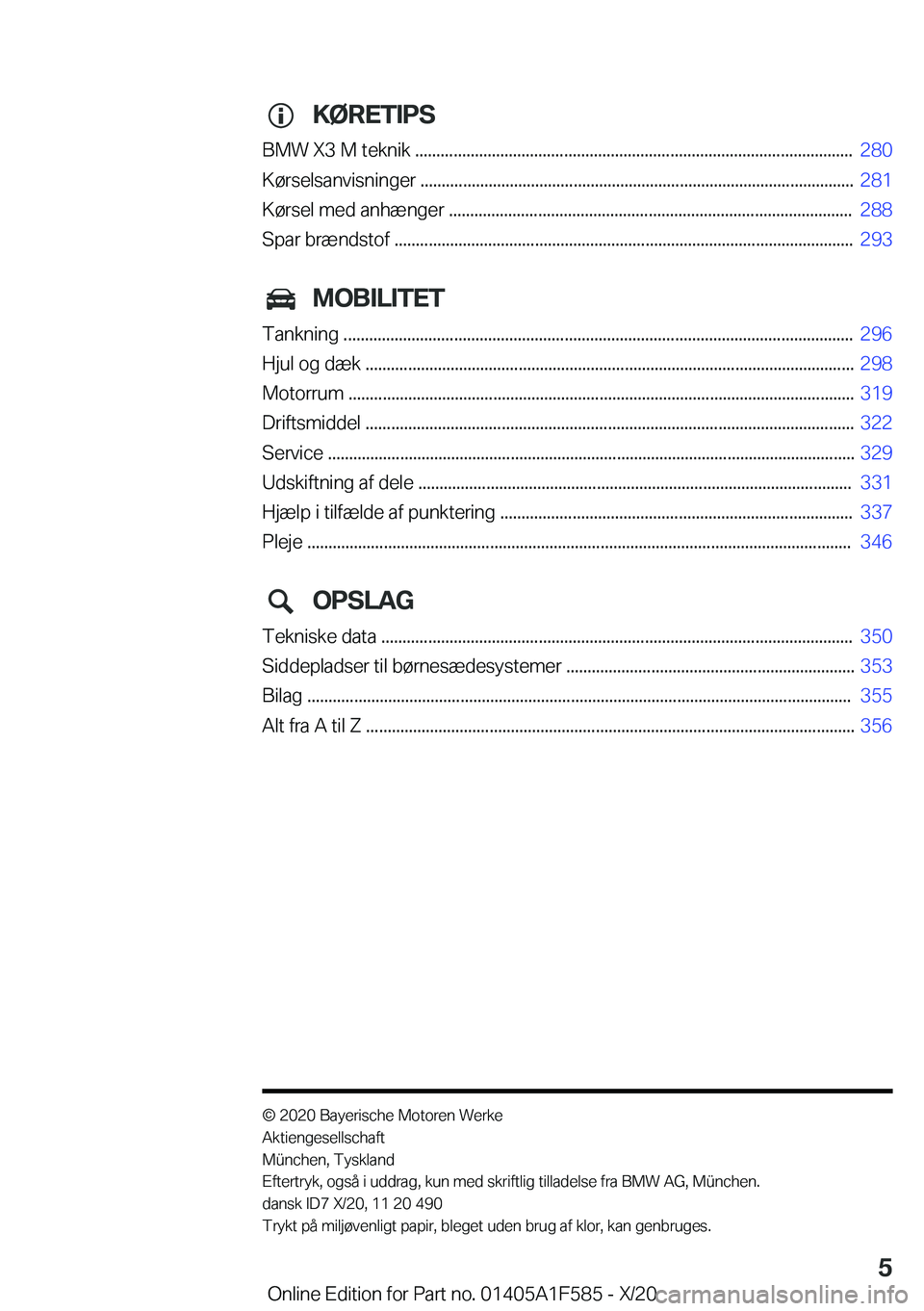 BMW X3 M 2021  InstruktionsbØger (in Danish) �K�