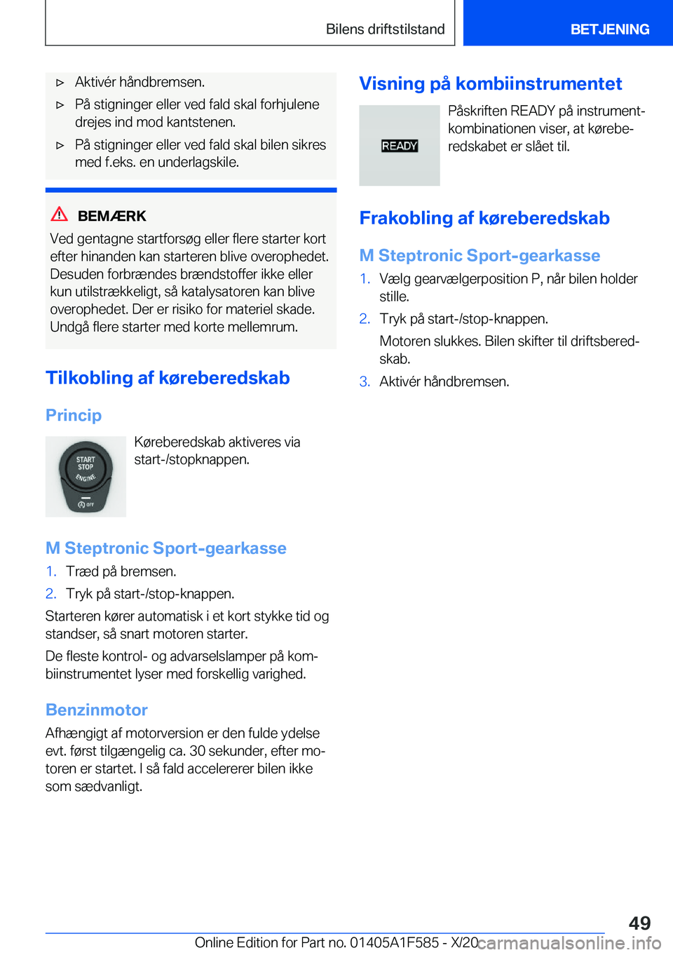BMW X3 M 2021  InstruktionsbØger (in Danish) 'x�A�k�t�i�v�