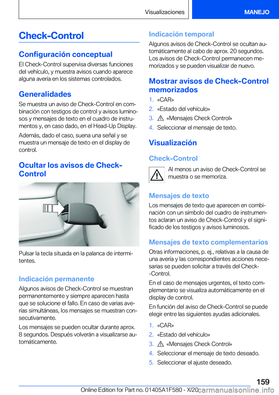 BMW X3 M 2021  Manuales de Empleo (in Spanish) �C�h�e�c�k�-�C�o�n�t�r�o�l
�C�o�n�f�i�g�u�r�a�c�i�