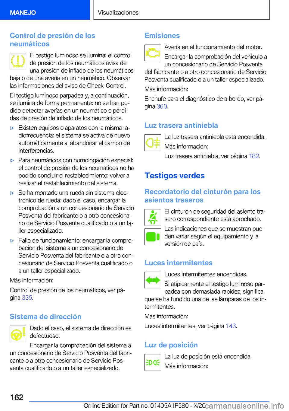 BMW X3 M 2021  Manuales de Empleo (in Spanish) �C�o�n�t�r�o�l��d�e��p�r�e�s�i�