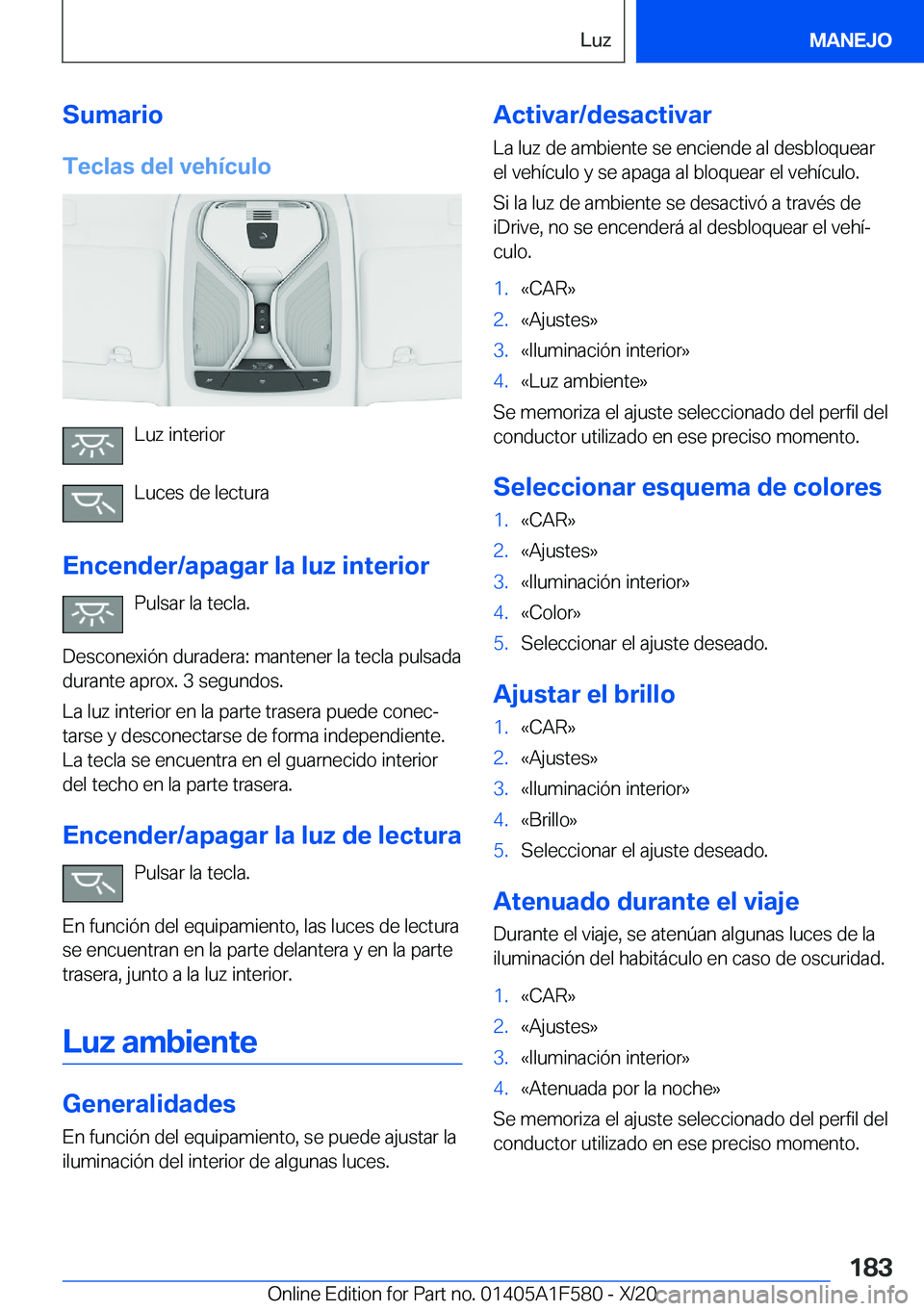 BMW X3 M 2021  Manuales de Empleo (in Spanish) �S�u�m�a�r�i�o�T�e�c�l�a�s��d�e�l��v�e�h�