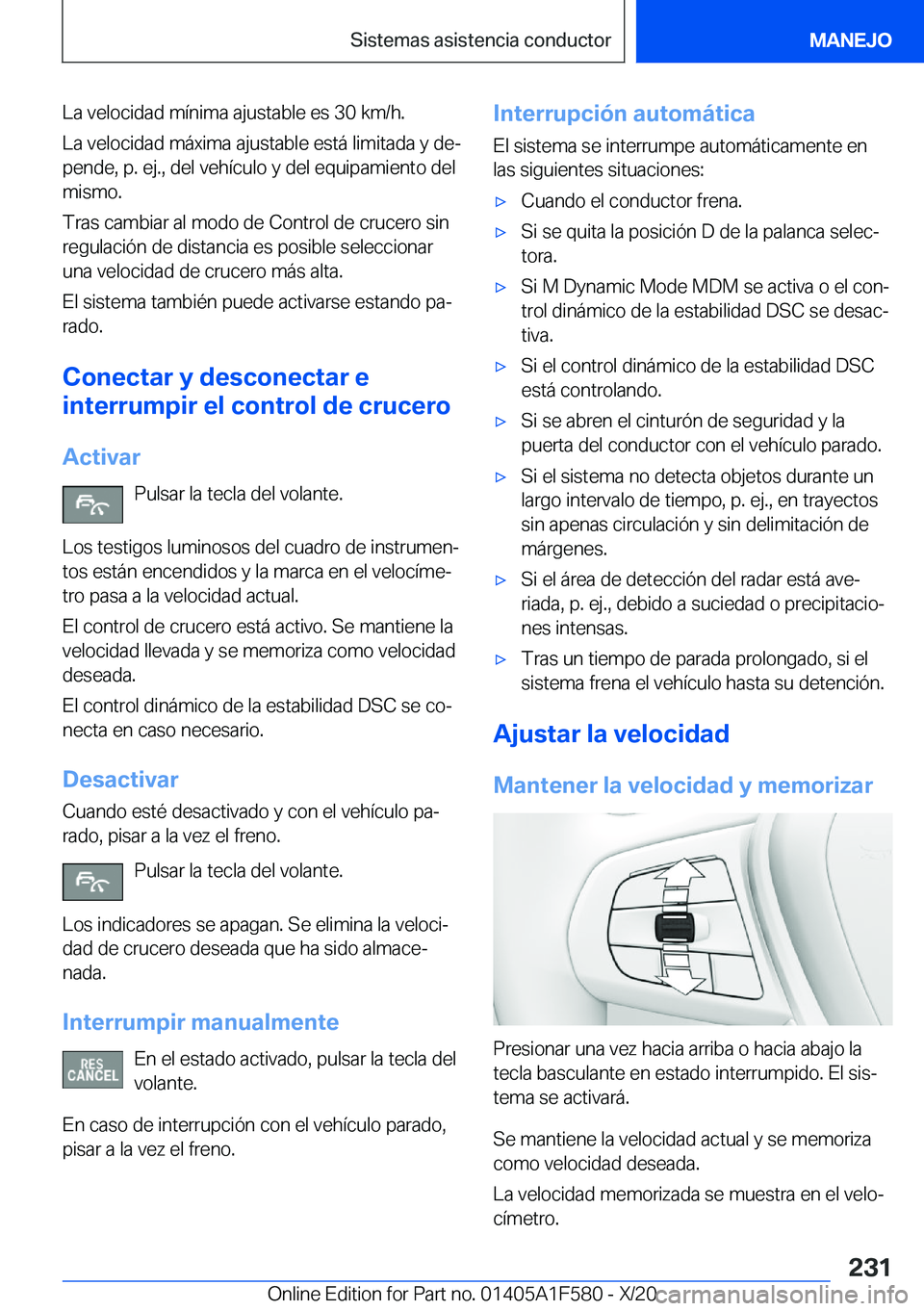 BMW X3 M 2021  Manuales de Empleo (in Spanish) �L�a��v�e�l�o�c�i�d�a�d��m�