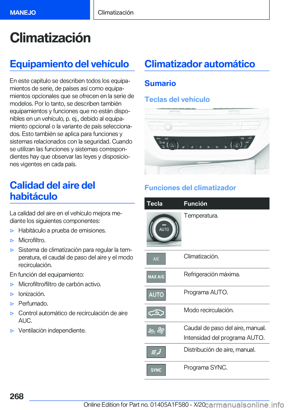 BMW X3 M 2021  Manuales de Empleo (in Spanish) �C�l�i�m�a�t�i�z�a�c�i�