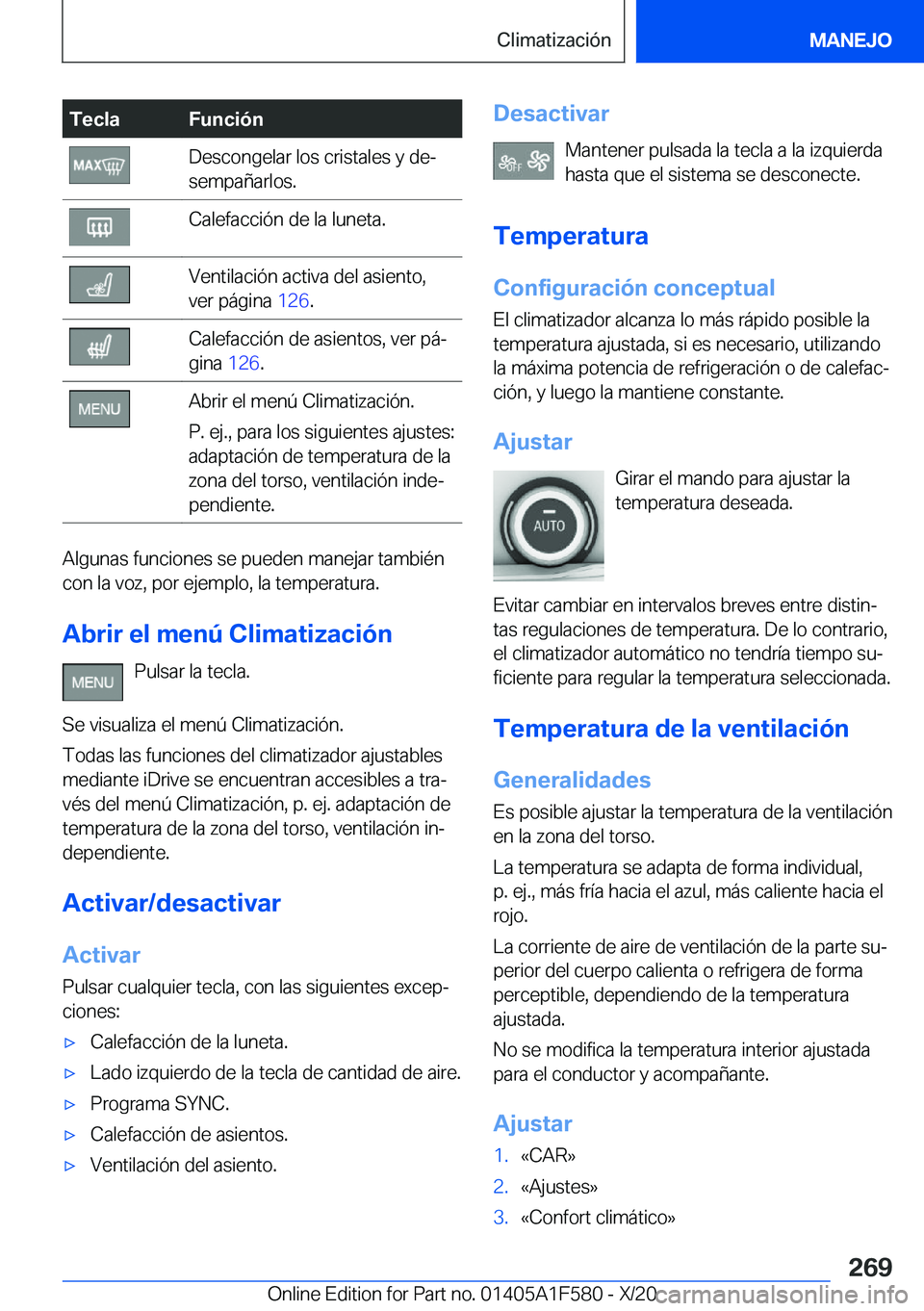 BMW X3 M 2021  Manuales de Empleo (in Spanish) �T�e�c�l�a�F�u�n�c�i�