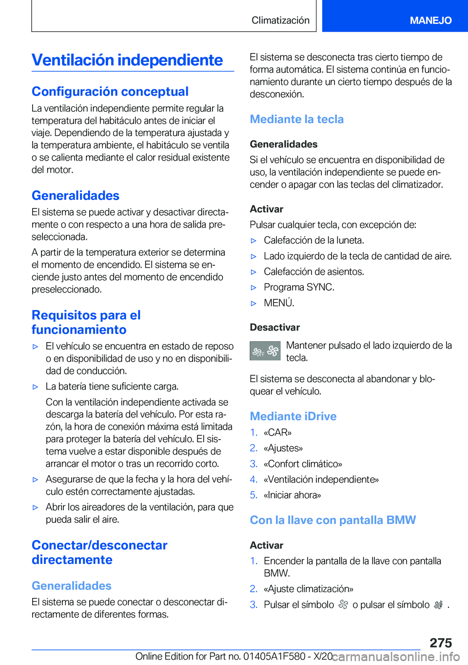 BMW X3 M 2021  Manuales de Empleo (in Spanish) �V�e�n�t�i�l�a�c�i�
