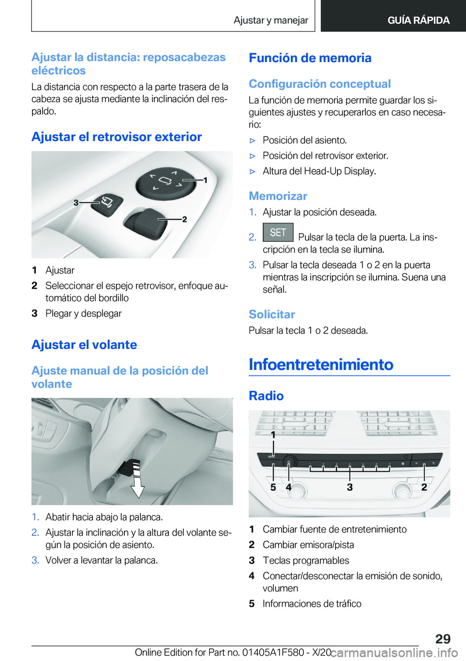 BMW X3 M 2021  Manuales de Empleo (in Spanish) �A�j�u�s�t�a�r��l�a��d�i�s�t�a�n�c�i�a�:��r�e�p�o�s�a�c�a�b�e�z�a�s
�e�l�