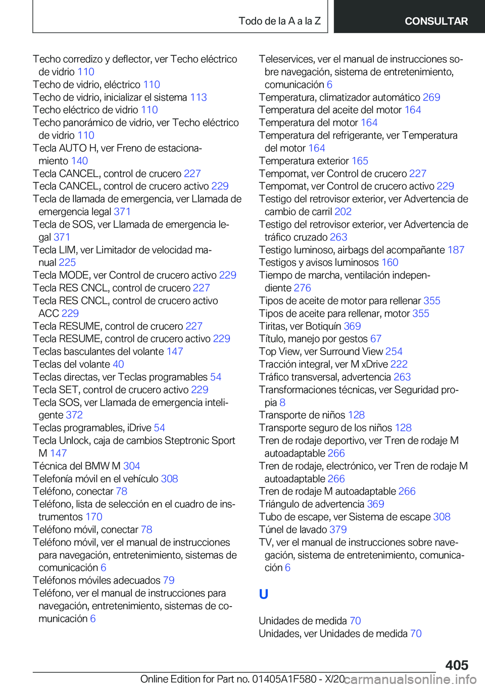 BMW X3 M 2021  Manuales de Empleo (in Spanish) �T�e�c�h�o��c�o�r�r�e�d�i�z�o��y��d�e�f�l�e�c�t�o�r�,��v�e�r��T�e�c�h�o��e�l�