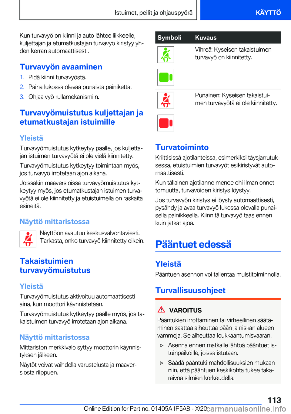 BMW X3 M 2021  Omistajan Käsikirja (in Finnish) �K�u�n��t�u�r�v�a�v�y�