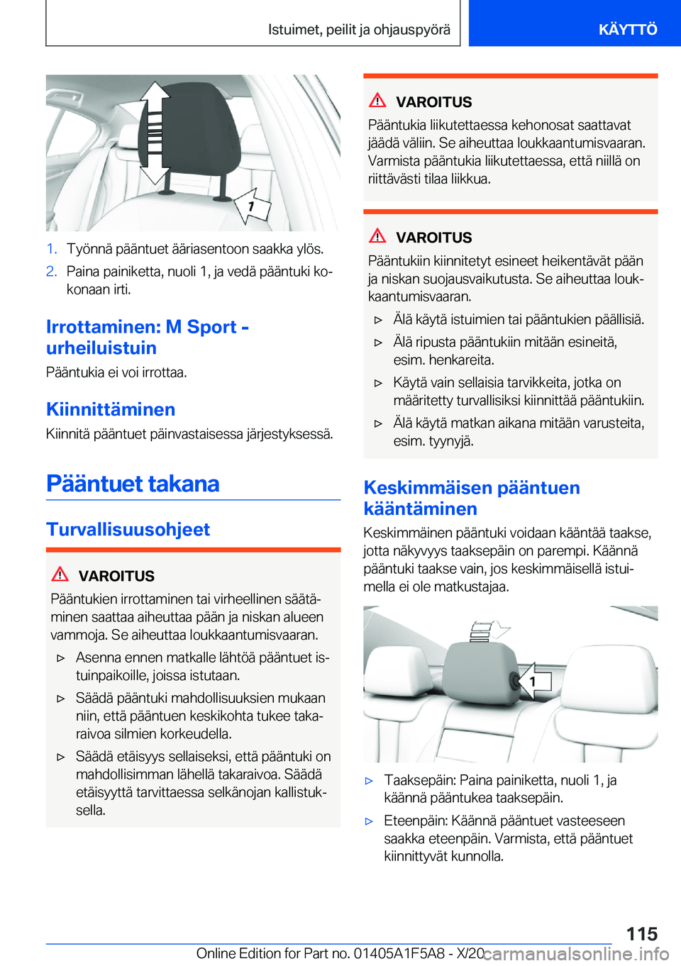 BMW X3 M 2021  Omistajan Käsikirja (in Finnish) �1�.�T�y�
