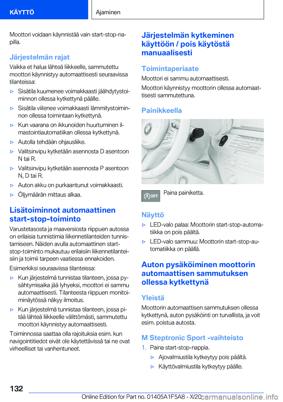 BMW X3 M 2021  Omistajan Käsikirja (in Finnish) �M�o�o�t�t�o�r�i��v�o�i�d�a�a�n��k�