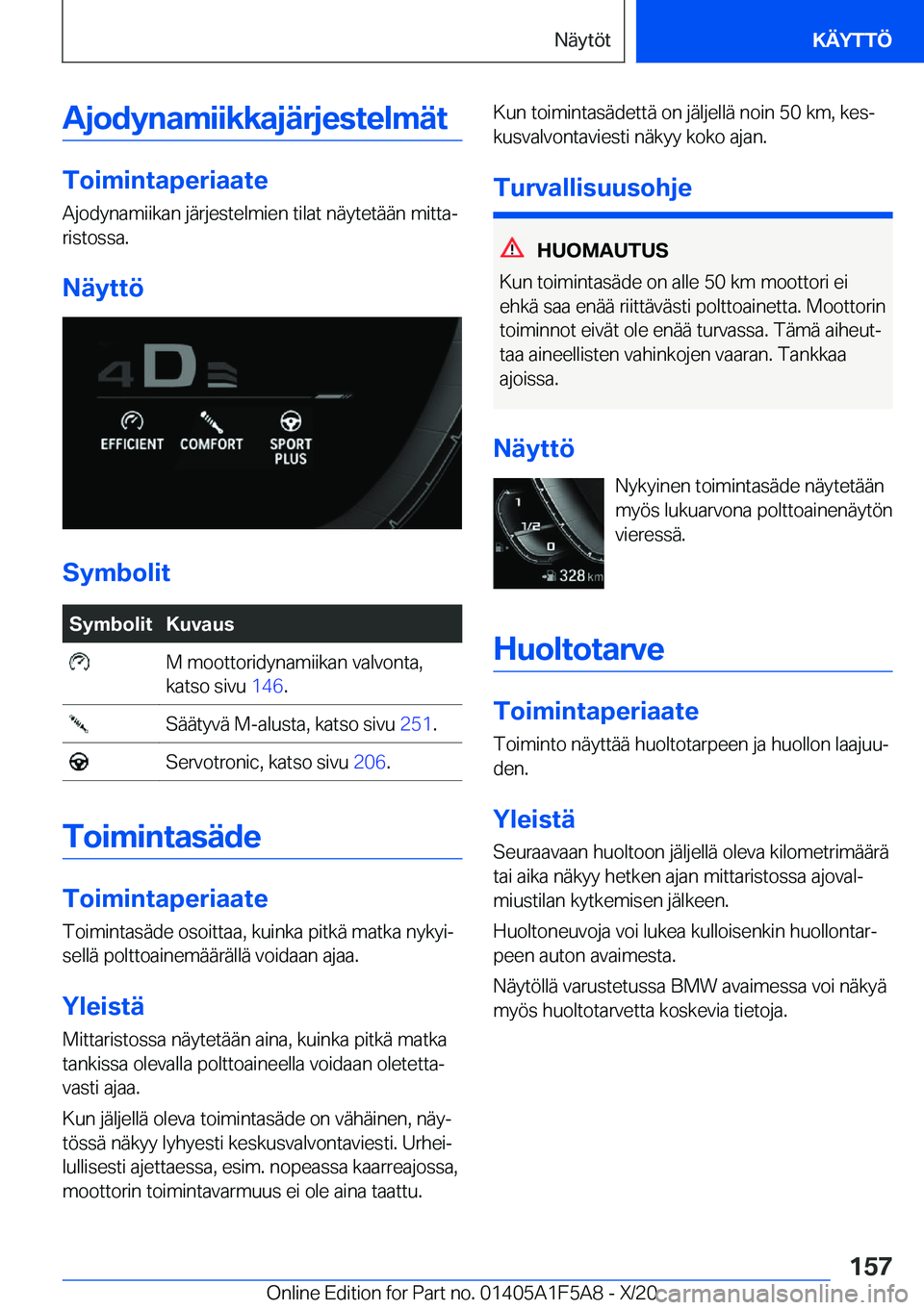 BMW X3 M 2021  Omistajan Käsikirja (in Finnish) �A�j�o�d�y�n�a�m�i�i�k�k�a�j�