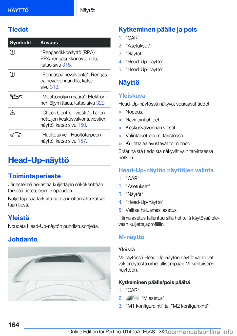 BMW X3 M 2021  Omistajan Käsikirja (in Finnish) �T�i�e�d�o�t�S�y�m�b�o�l�i�t�K�u�v�a�u�s�w�R�e�n�g�a�s�r�i�k�k�o�n�