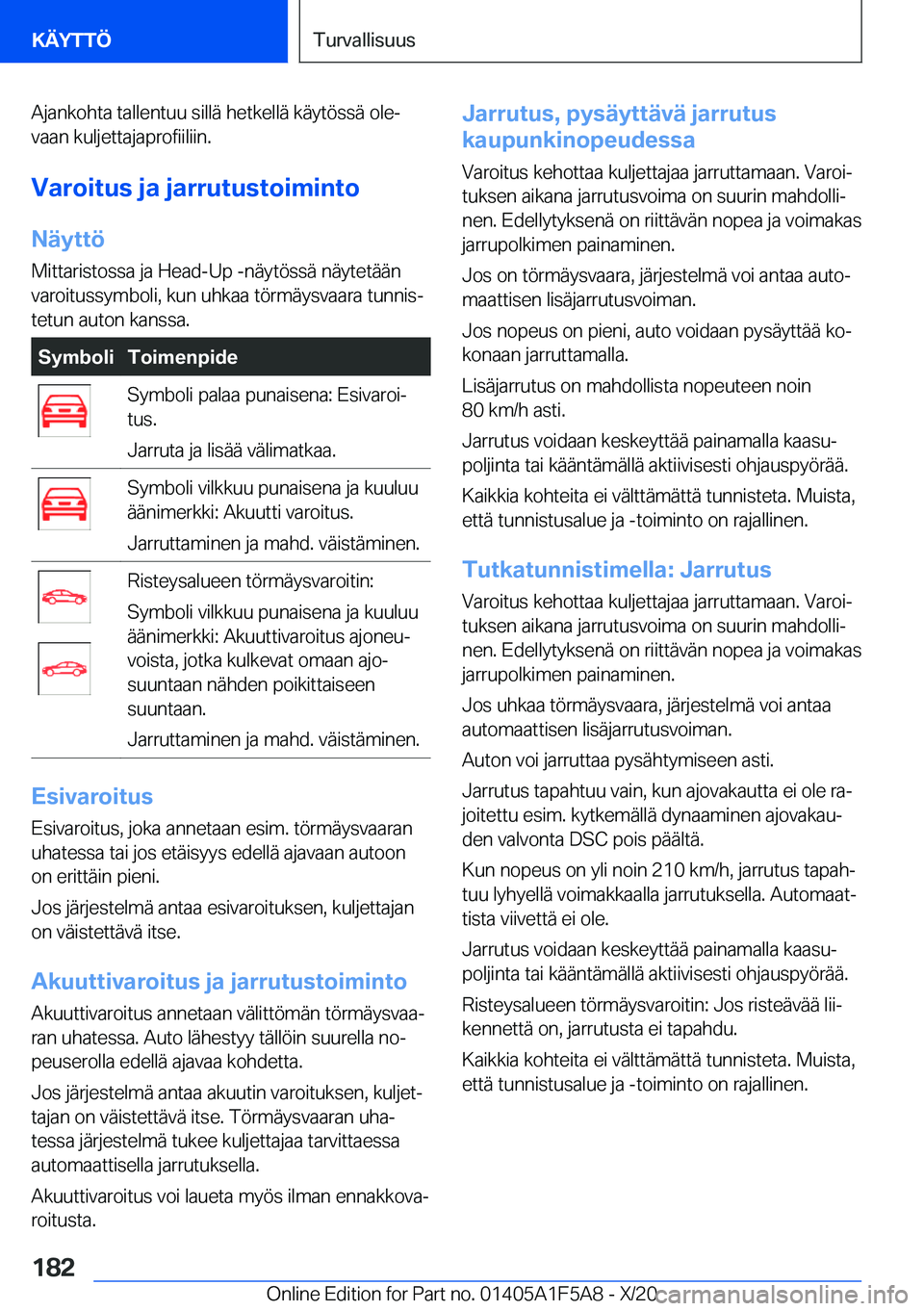 BMW X3 M 2021  Omistajan Käsikirja (in Finnish) �A�j�a�n�k�o�h�t�a��t�a�l�l�e�n�t�u�u��s�i�l�l�