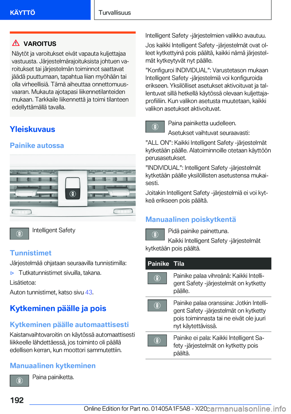 BMW X3 M 2021  Omistajan Käsikirja (in Finnish) �V�A�R�O�I�T�U�S
�N�