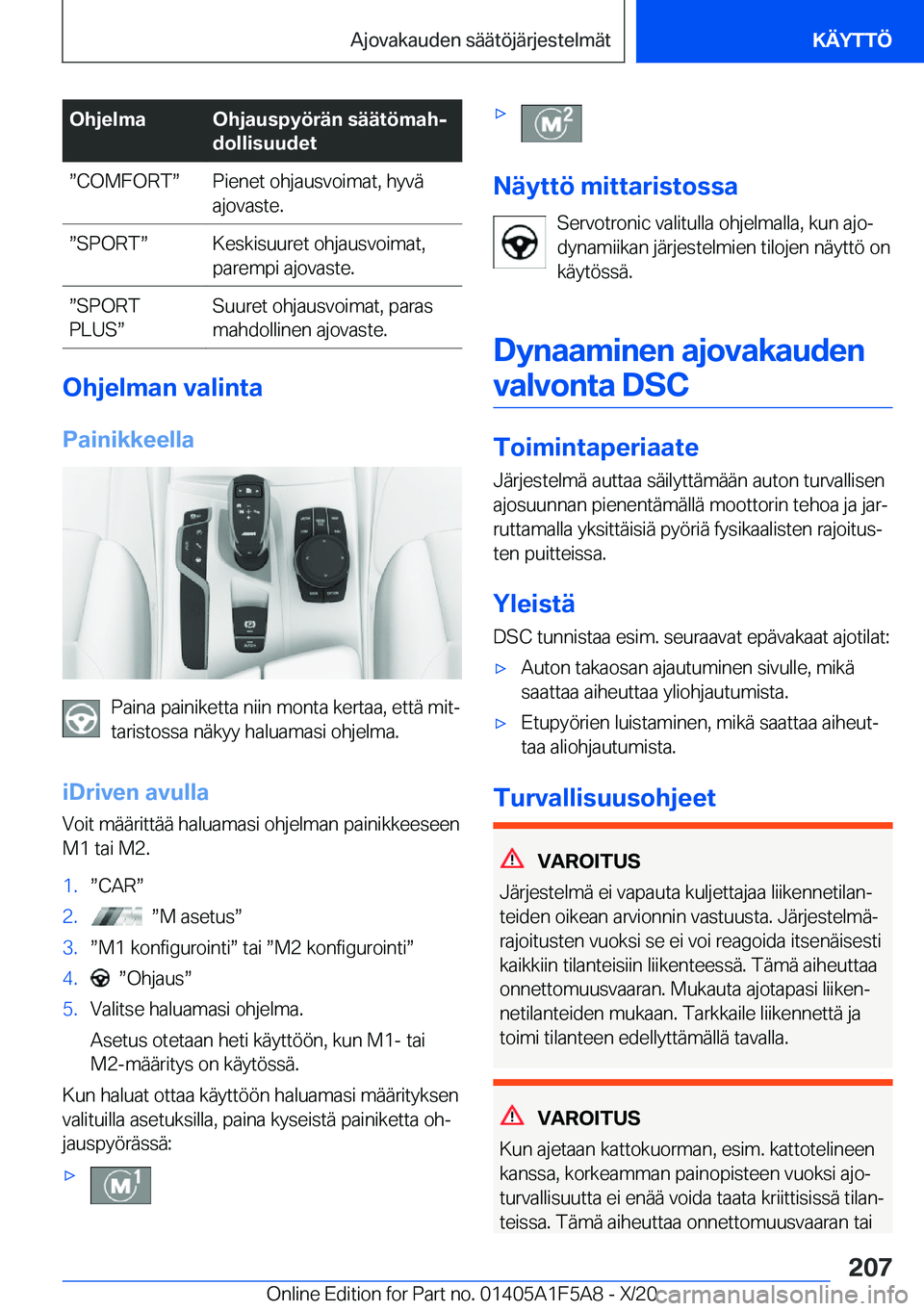 BMW X3 M 2021  Omistajan Käsikirja (in Finnish) �O�h�j�e�l�m�a�O�h�j�a�u�s�p�y�