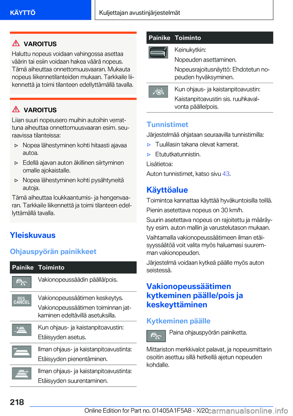 BMW X3 M 2021  Omistajan Käsikirja (in Finnish) �V�A�R�O�I�T�U�S
�H�a�l�u�t�t�u��n�o�p�e�u�s��v�o�i�d�a�a�n��v�a�h�i�n�g�o�s�s�a��a�s�e�t�t�a�a �v�
