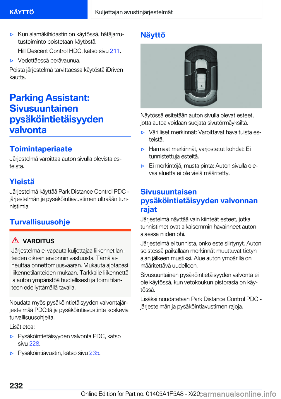BMW X3 M 2021  Omistajan Käsikirja (in Finnish) 'x�K�u�n��a�l�a�m�