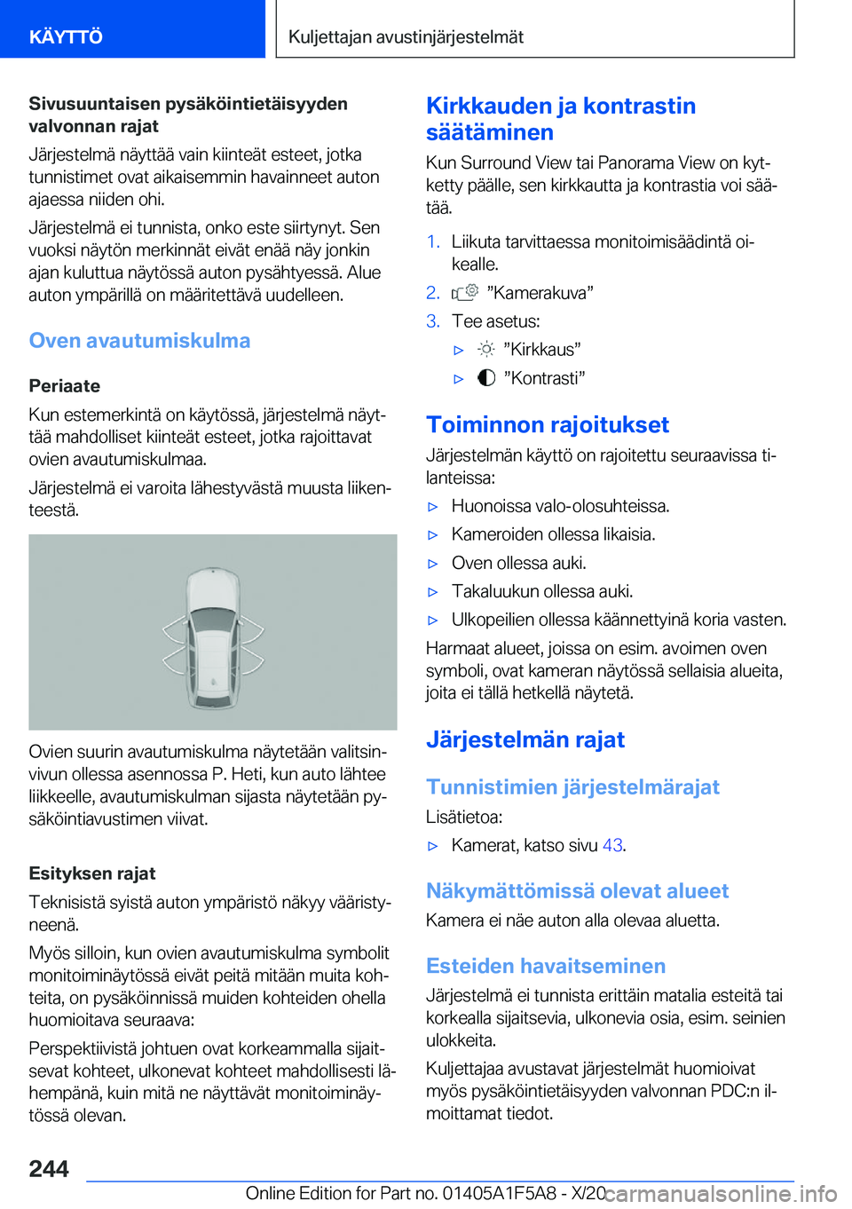 BMW X3 M 2021  Omistajan Käsikirja (in Finnish) �S�i�v�u�s�u�u�n�t�a�i�s�e�n��p�y�s�