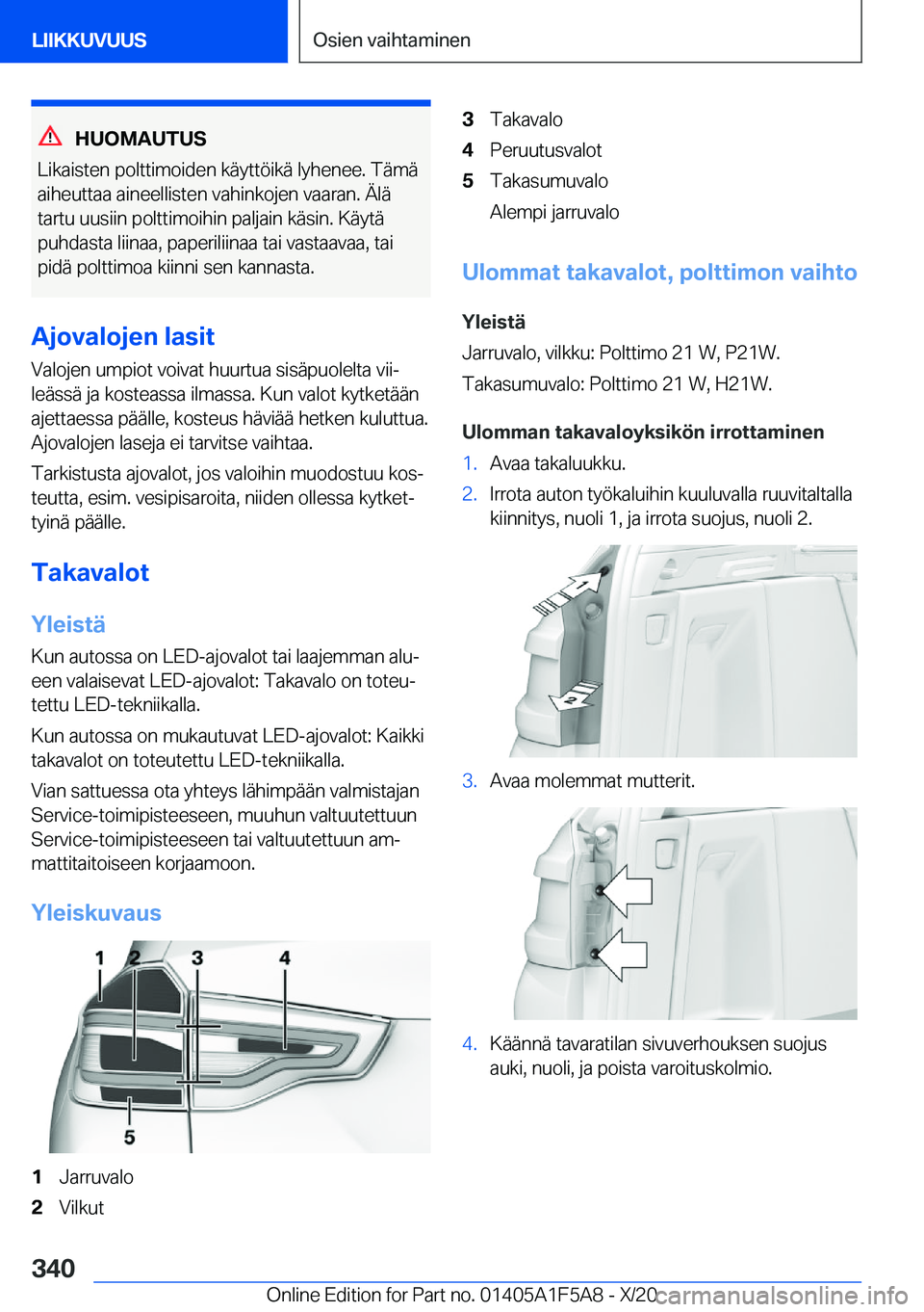 BMW X3 M 2021  Omistajan Käsikirja (in Finnish) �H�U�O�M�A�U�T�U�S
�L�i�k�a�i�s�t�e�n��p�o�l�t�t�i�m�o�i�d�e�n��k�